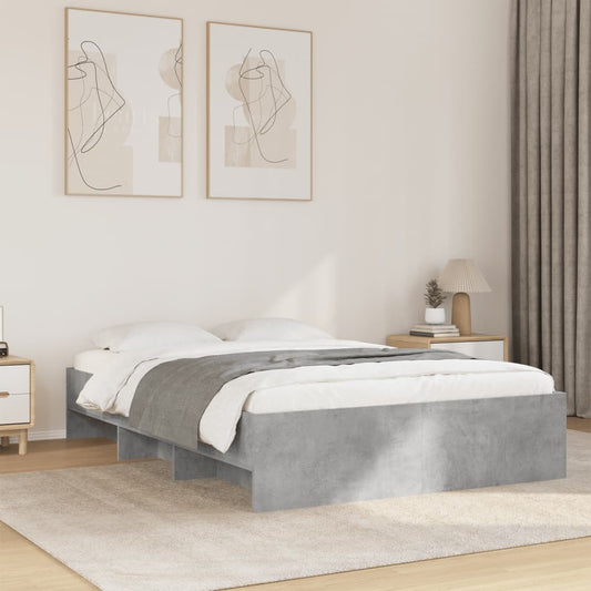 Bed Frame without Mattress Concrete Grey 135x190cm Engineered Wood