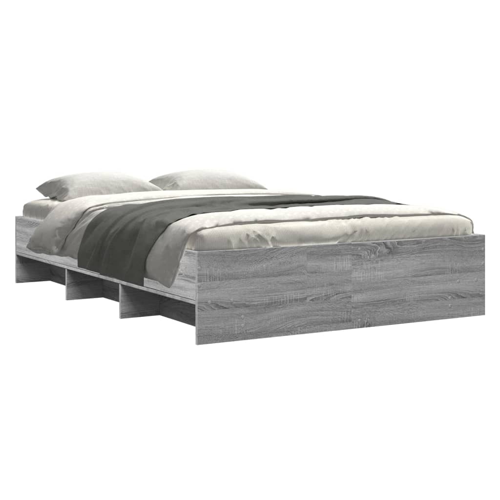 Bed Frame without Mattress Grey Sonoma 120x190 cm Small Double Engineered Wood