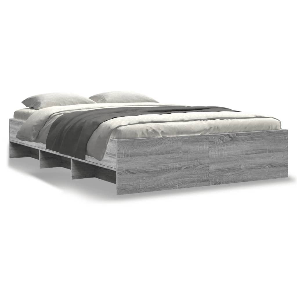 Bed Frame without Mattress Grey Sonoma 120x190 cm Small Double Engineered Wood