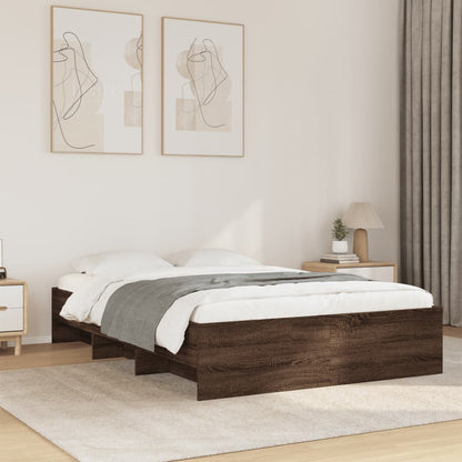 Bed Frame without Mattress Brown Oak 120x190 cm Small Double Engineered Wood
