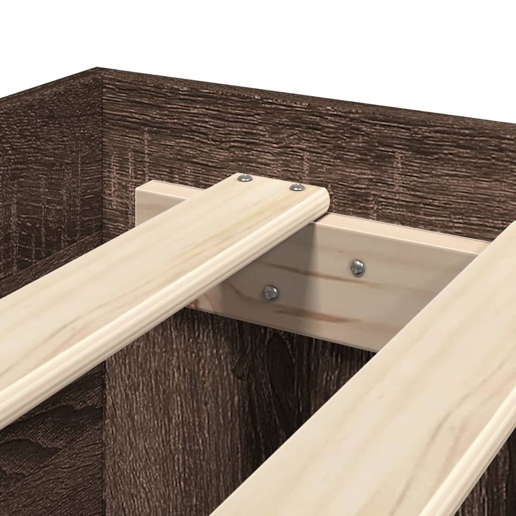 Bed Frame without Mattress Brown Oak 120x190 cm Small Double Engineered Wood