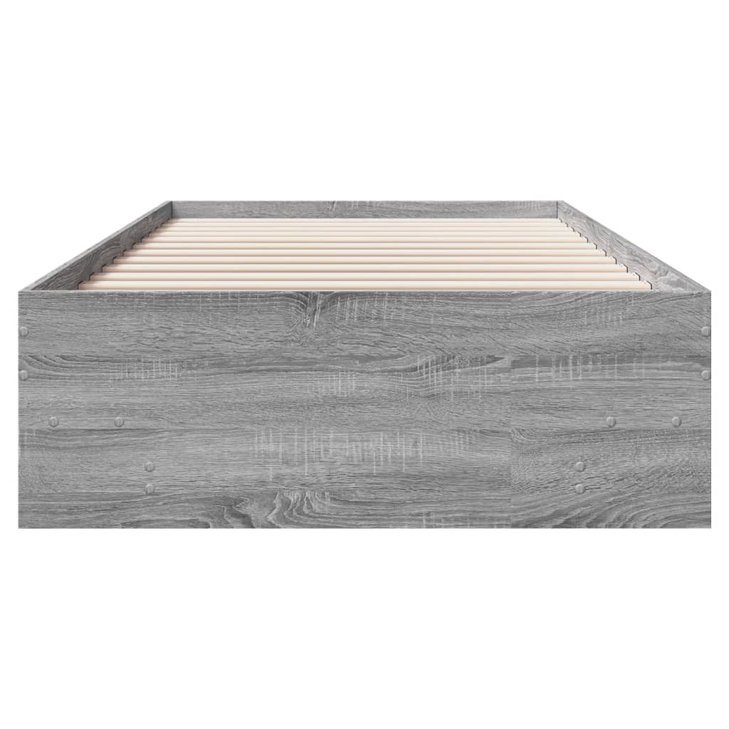 Bed Frame without Mattress Grey Sonoma 90x190 cm Single Engineered Wood