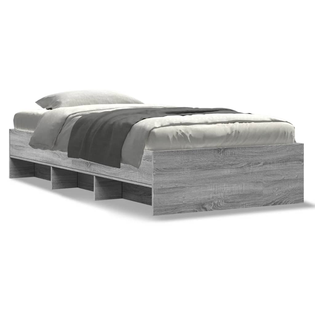 Bed Frame without Mattress Grey Sonoma 90x190 cm Single Engineered Wood