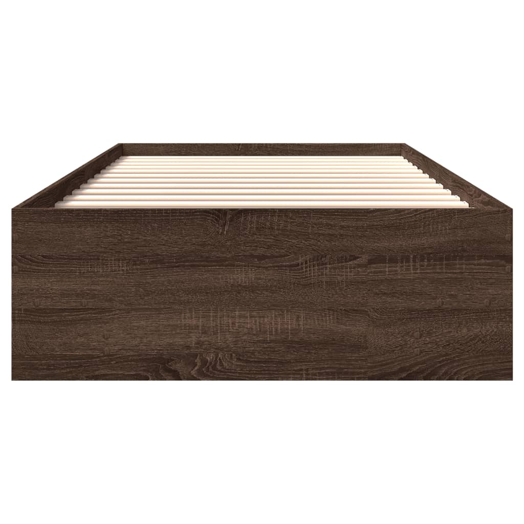 Bed Frame without Mattress Brown Oak 90x190 cm Single Engineered Wood