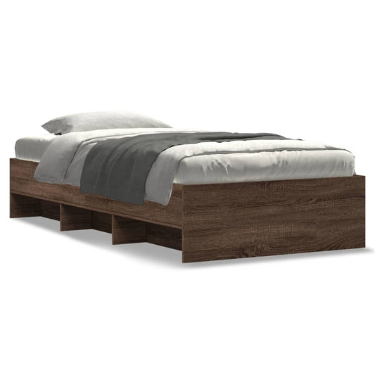Bed Frame without Mattress Brown Oak 90x190 cm Single Engineered Wood