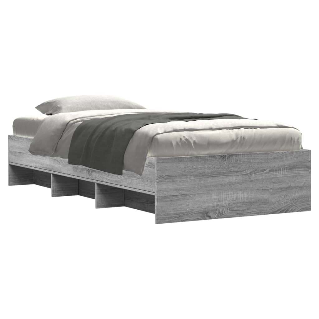 Bed Frame without Mattress Grey Sonoma 75x190 cm Small Single Engineered Wood