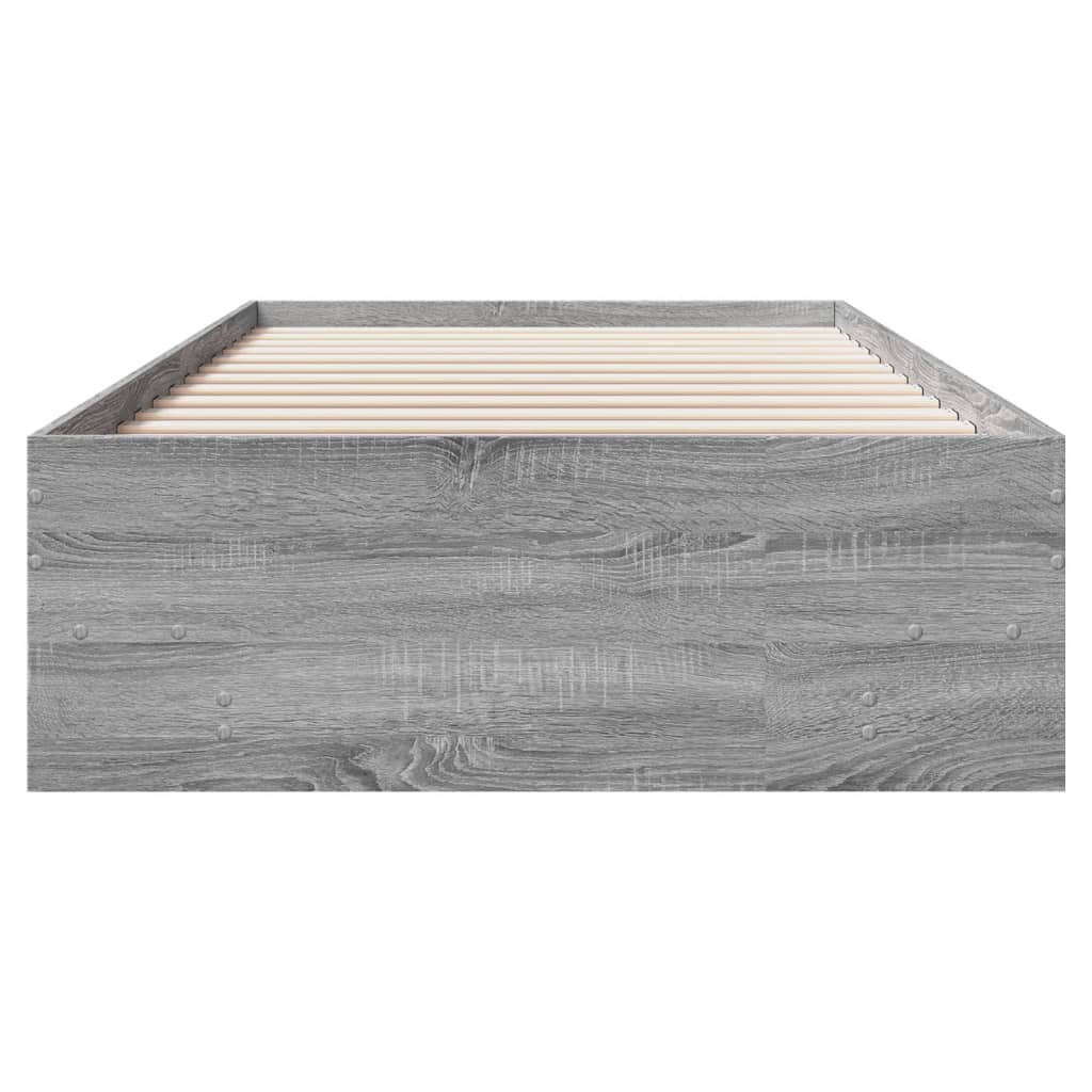 Bed Frame without Mattress Grey Sonoma 75x190 cm Small Single Engineered Wood