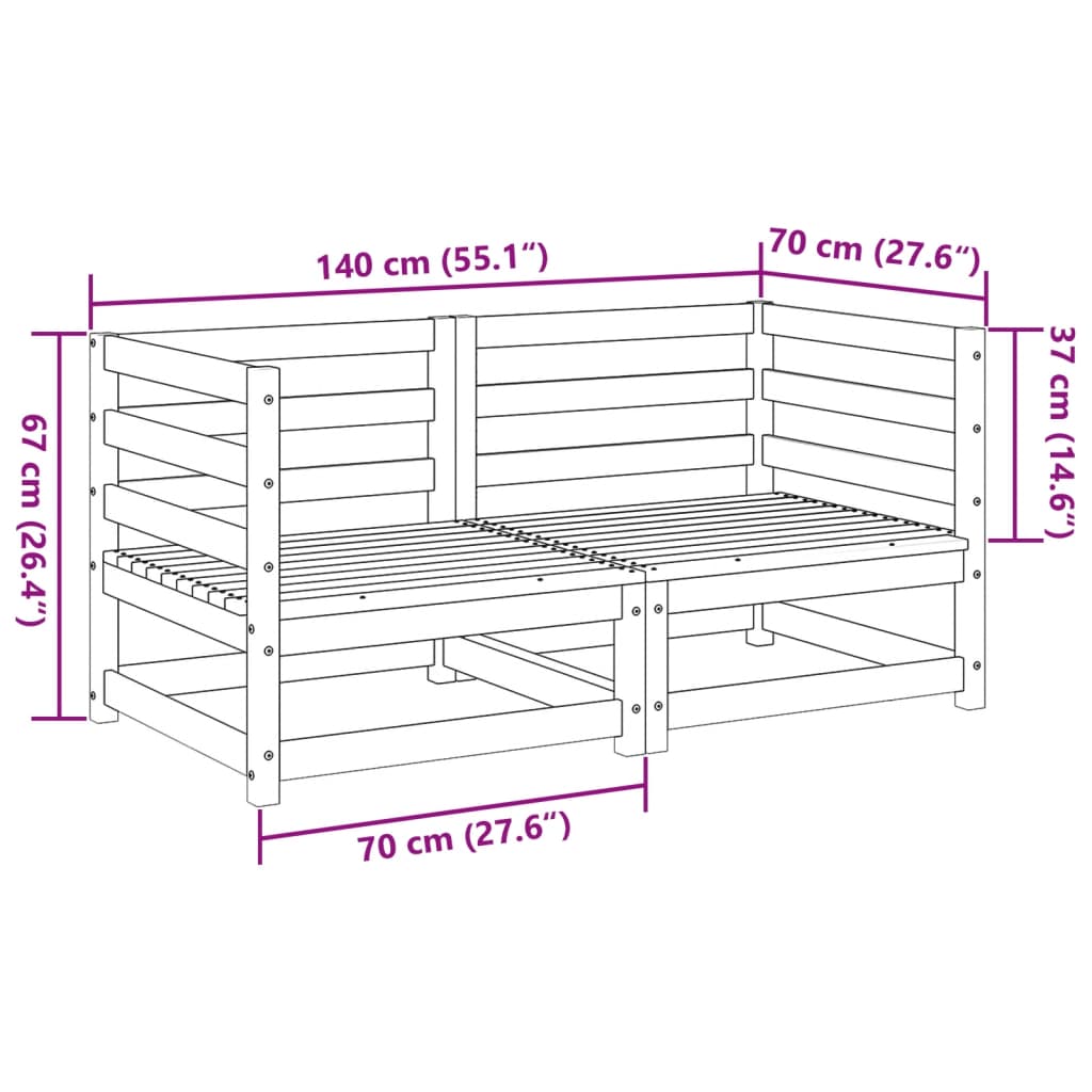 2 Piece Garden Sofa Set Solid Wood Pine