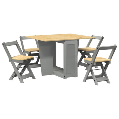 5 Piece Butterfly Dining Set Corona Foldable Grey Pinewood