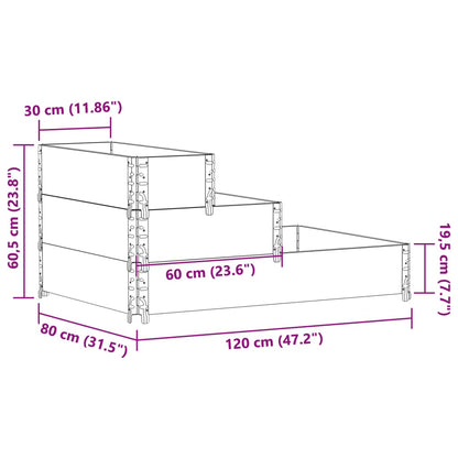 3-Tier Raised Bed 120x80 cm Solid Wood Pine