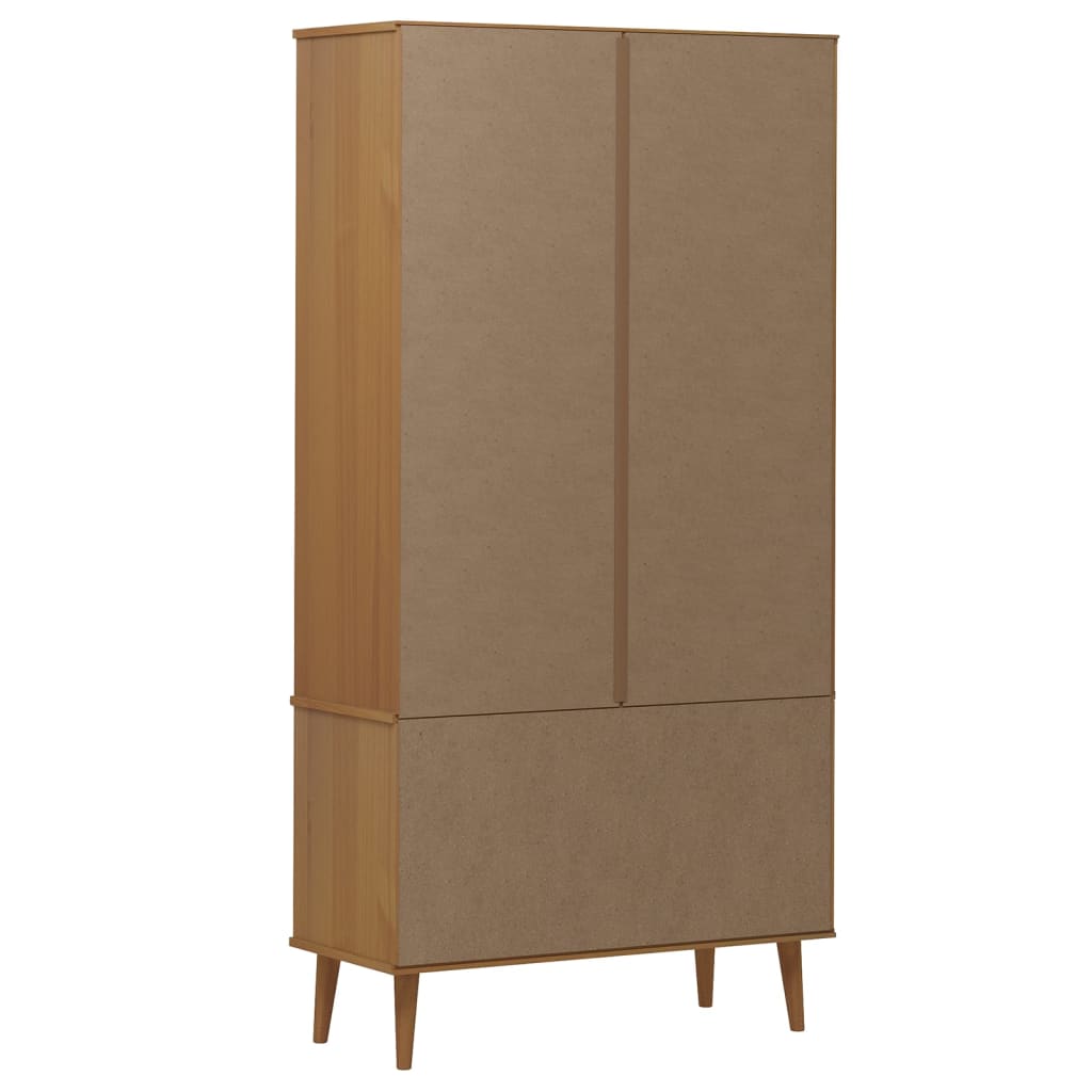 Vitrine Cabinet MOLDE Brown 90x35x175 cm Solid Wood Pine