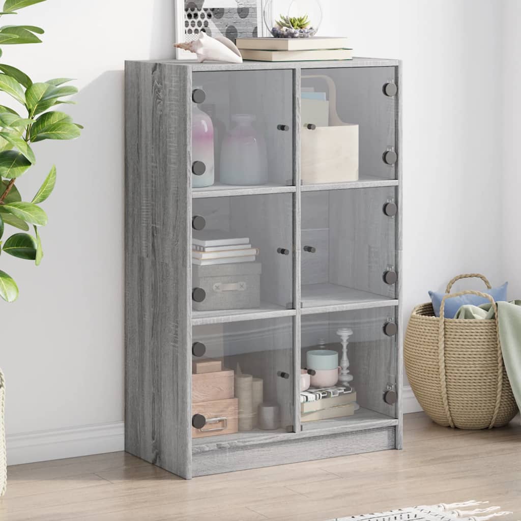 Highboard with Doors Grey Sonoma 68x37x109 cm Engineered Wood