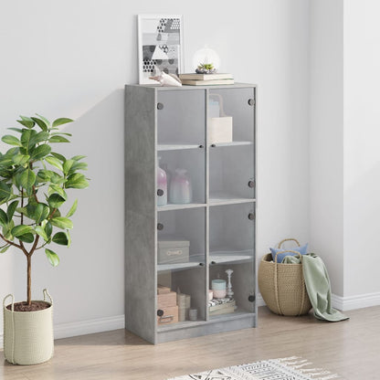 Highboard with Doors Concrete Grey 68x37x142 cm Engineered Wood