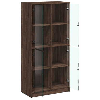 Highboard with Doors Brown Oak 68x37x142 cm Engineered Wood