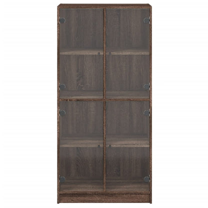 Highboard with Doors Brown Oak 68x37x142 cm Engineered Wood