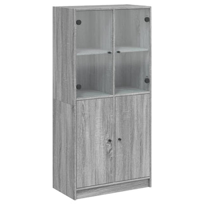 Highboard with Doors Grey Sonoma 68x37x142 cm Engineered Wood