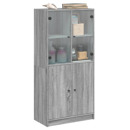 Highboard with Doors Grey Sonoma 68x37x142 cm Engineered Wood