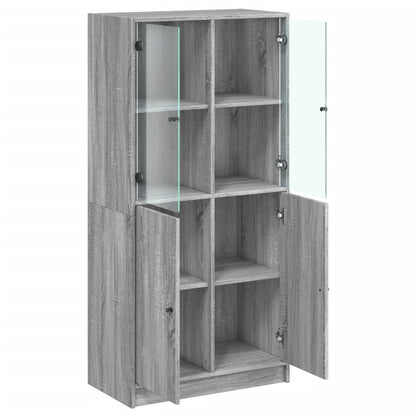 Highboard with Doors Grey Sonoma 68x37x142 cm Engineered Wood