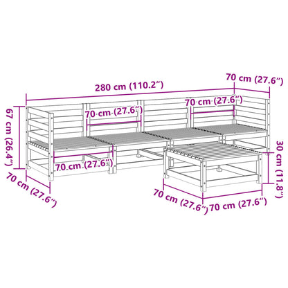 5 Piece Garden Sofa Set Solid Wood Douglas Fir