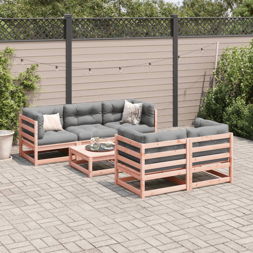 6 Piece Garden Sofa Set Solid Wood Douglas Fir