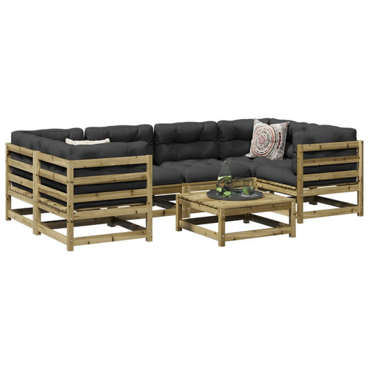 7 Piece Garden Sofa Set Impregnated Wood Pine