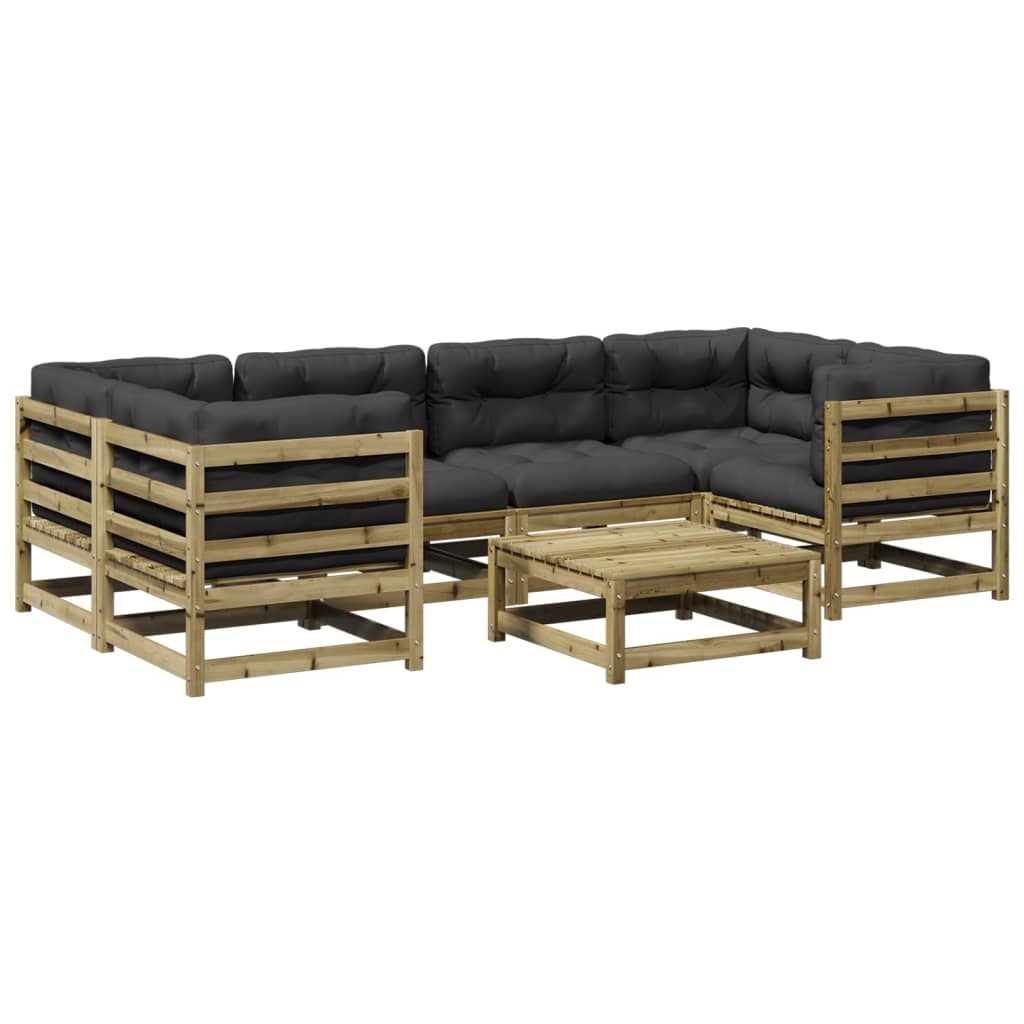 7 Piece Garden Sofa Set with Cushions Impregnated Wood Pine