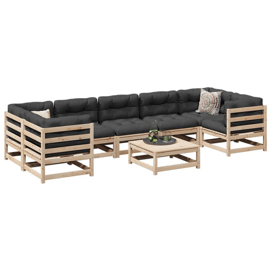 8 Piece Garden Sofa Set Solid Wood Pine