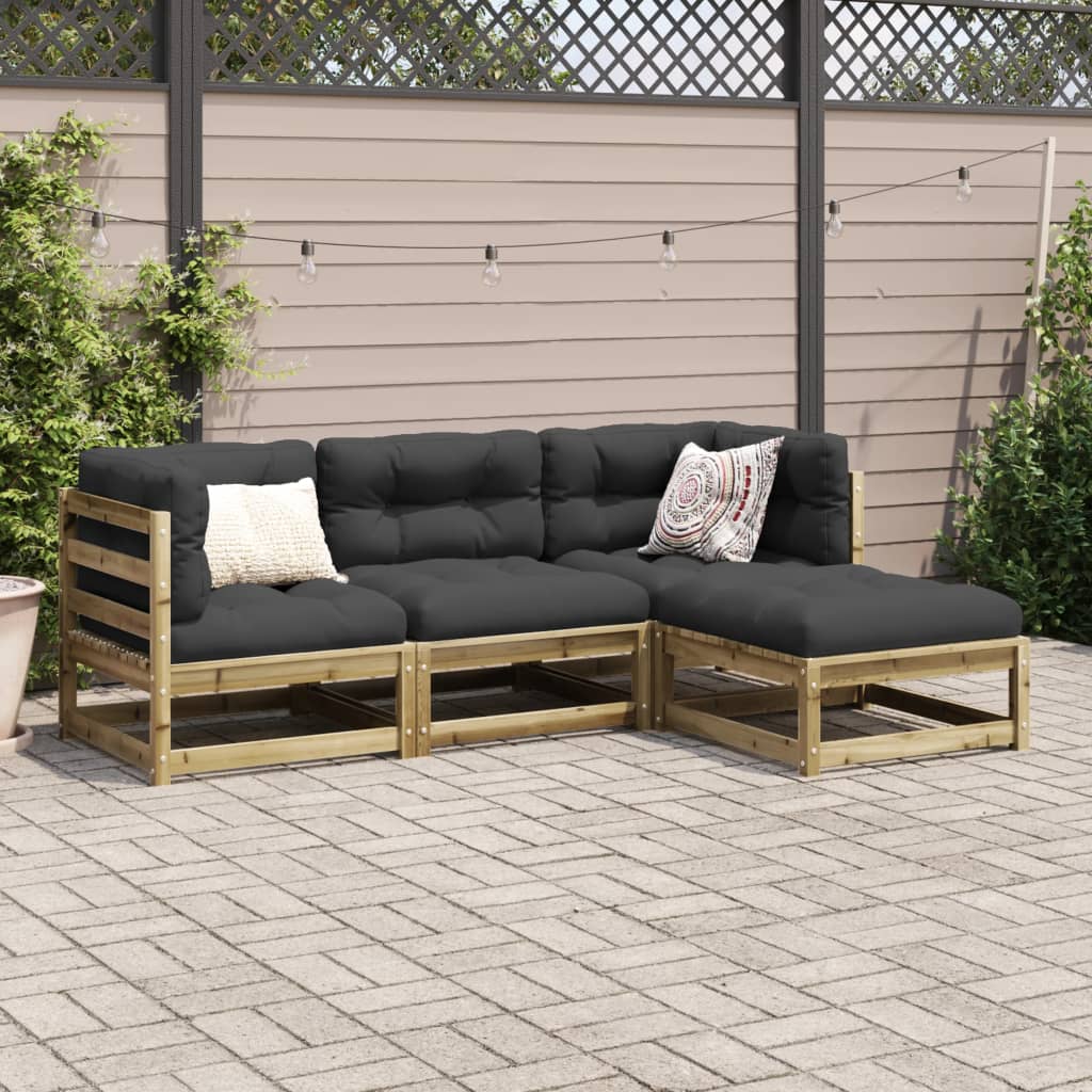 4 Piece Garden Sofa Set Impregnated Wood Pine