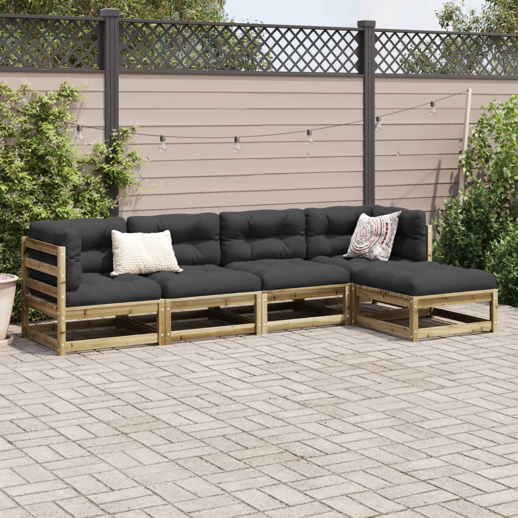 5 Piece Garden Sofa Set Impregnated Wood Pine