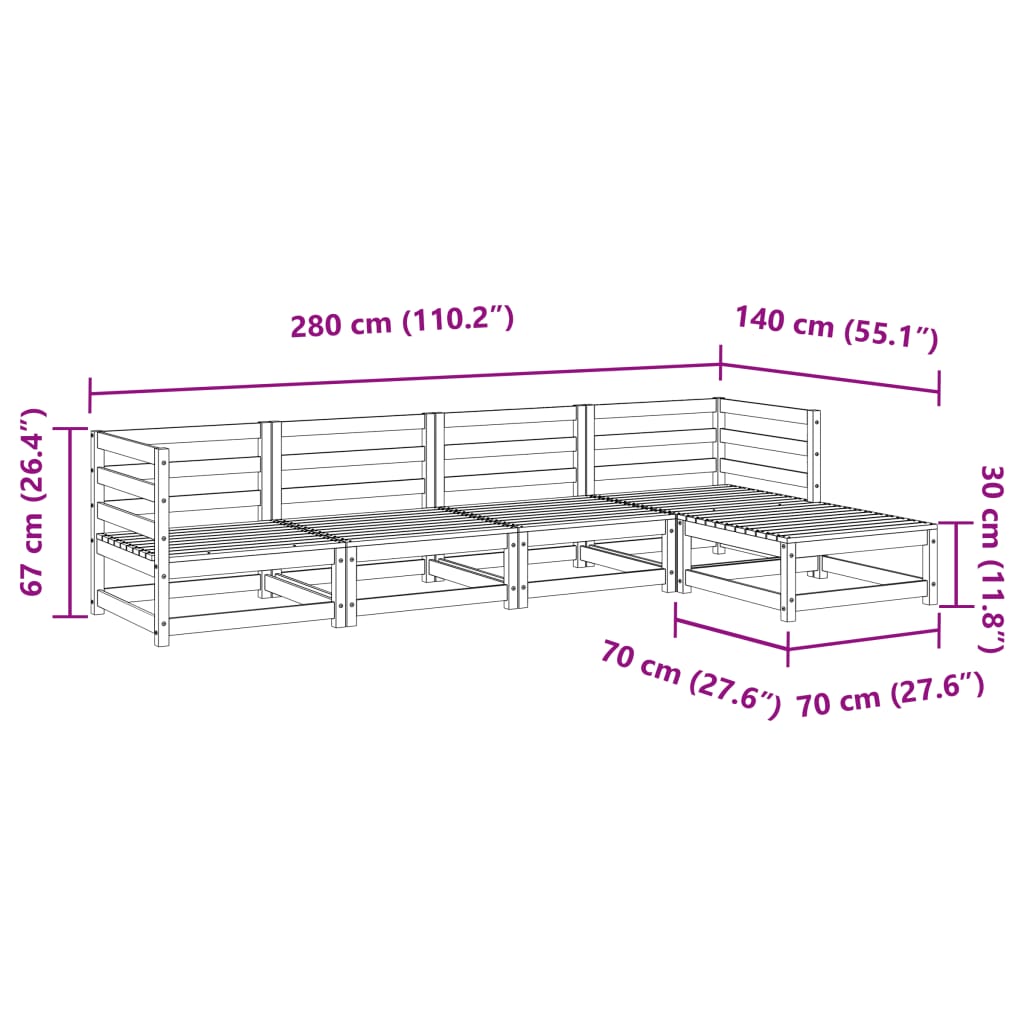 5 Piece Garden Sofa Set Impregnated Wood Pine