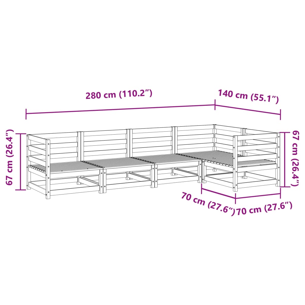 5 Piece Garden Sofa Set Solid Wood Douglas Fir