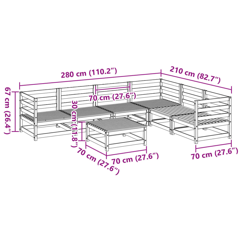 7 Piece Garden Sofa Set Impregnated Wood Pine