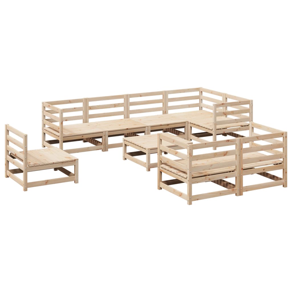 9 Piece Garden Sofa Set Solid Wood Pine