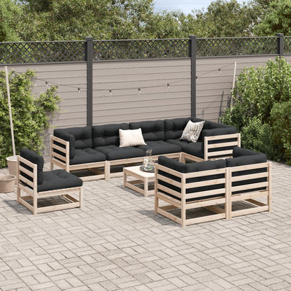 9 Piece Garden Sofa Set Solid Wood Pine