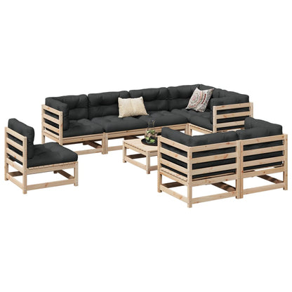 9 Piece Garden Sofa Set Solid Wood Pine