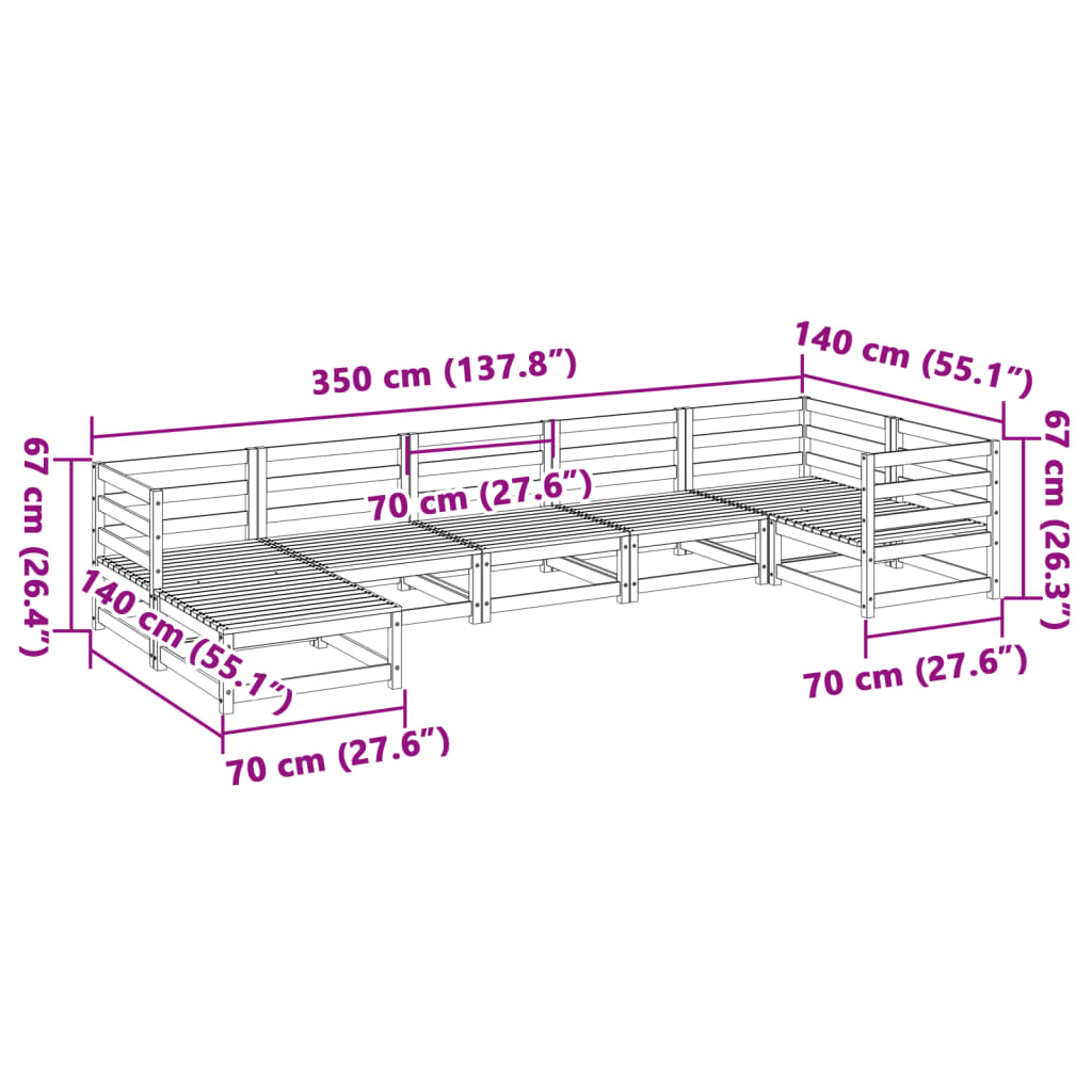 7 Piece Garden Sofa Set Impregnated Wood Pine