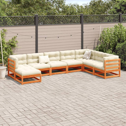 8 Piece Garden Sofa Set Wax Brown Solid Wood Pine