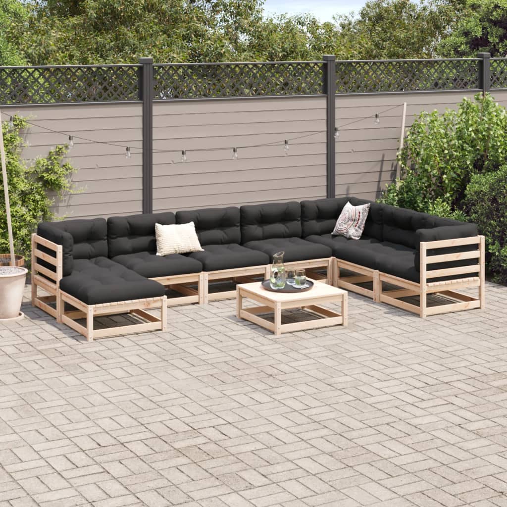 9 Piece Garden Sofa Set Solid Wood Pine