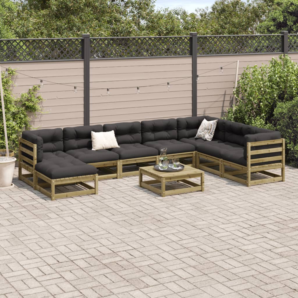 9 Piece Garden Sofa Set Impregnated Wood Pine