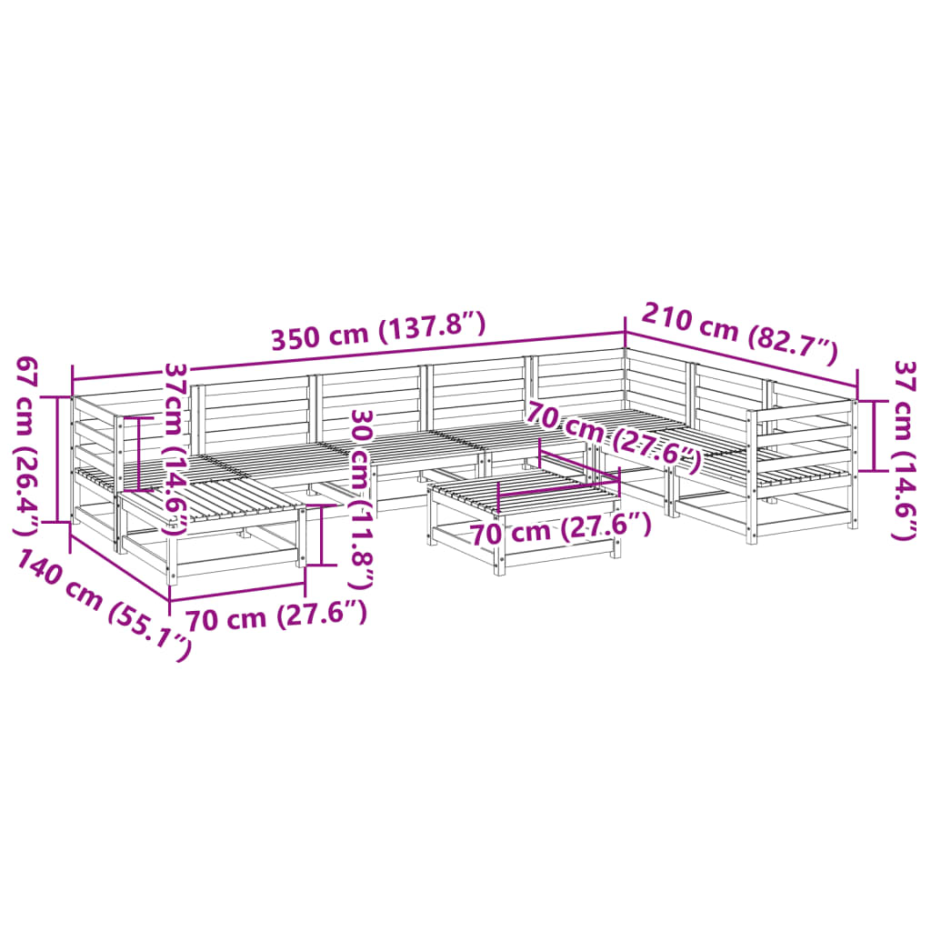 9 Piece Garden Sofa Set Impregnated Wood Pine