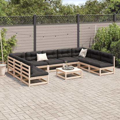 10 Piece Garden Sofa Set Solid Wood Pine