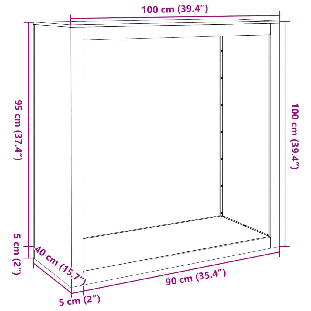 Firewood Rack White 100x40x100 cm Steel