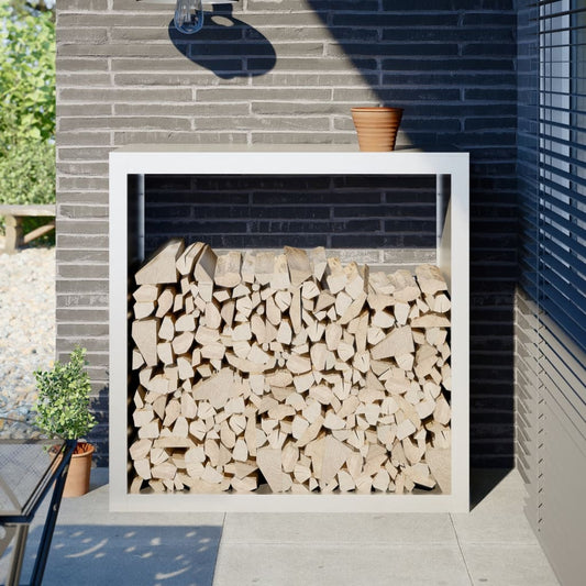 Firewood Rack White 100x40x100 cm Steel