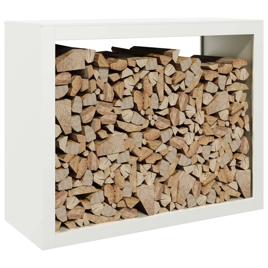 Firewood Rack White 100x40x80 cm Steel