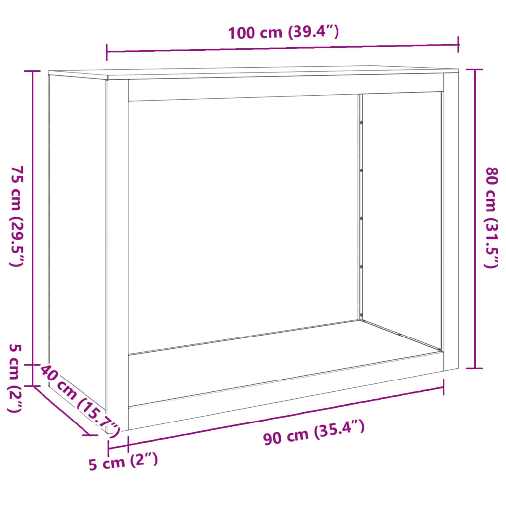 Firewood Rack White 100x40x80 cm Steel