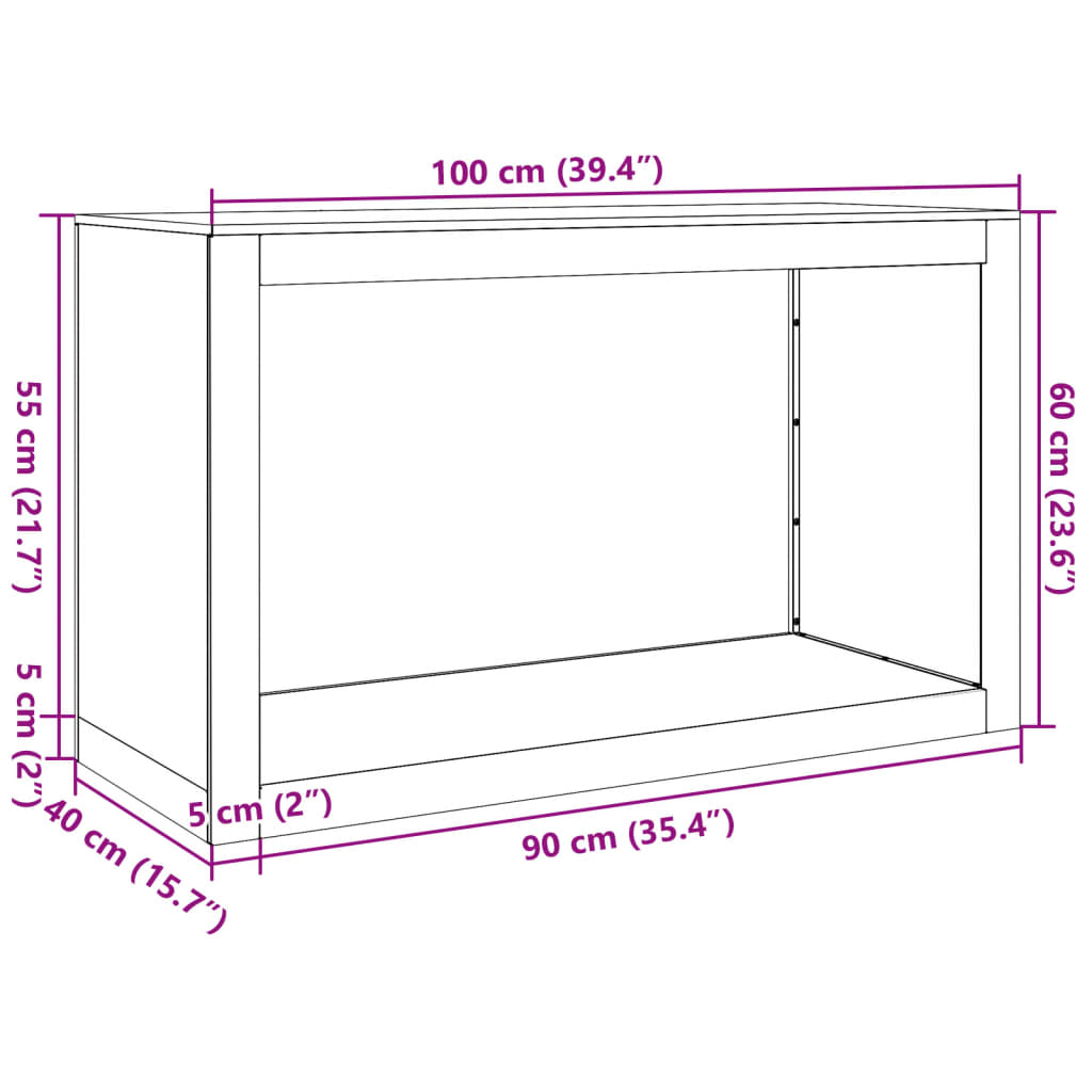 Firewood Rack White 100x40x60 cm Steel