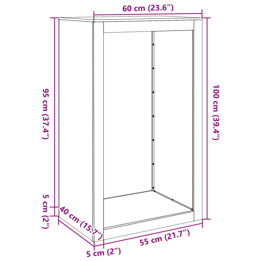 Firewood Rack Black 60x40x100 cm Steel