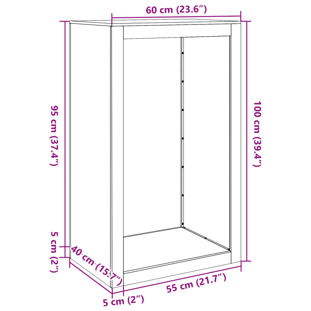 Firewood Rack White 60x40x100 cm Steel