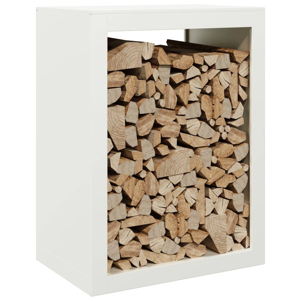 Firewood Rack White 60x40x80 cm Steel