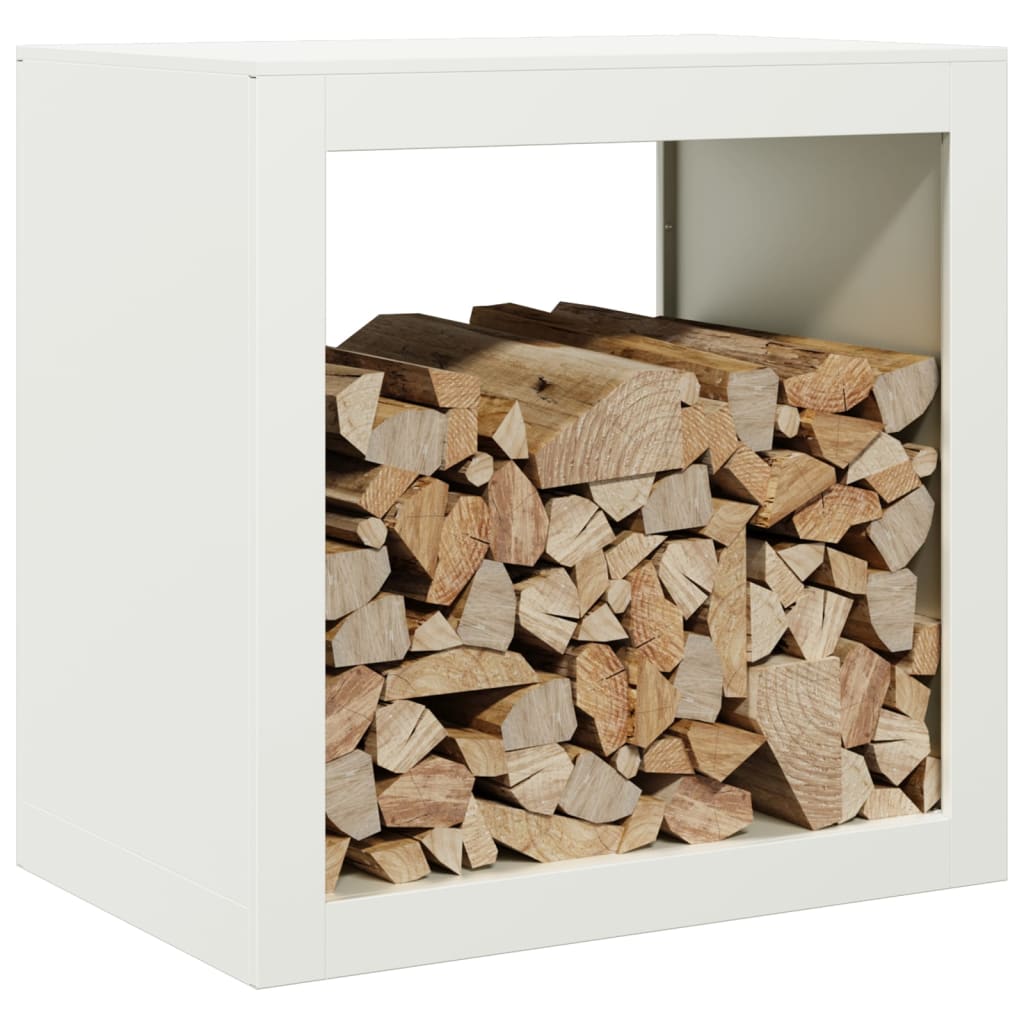 Firewood Rack White 60x40x60 cm Steel